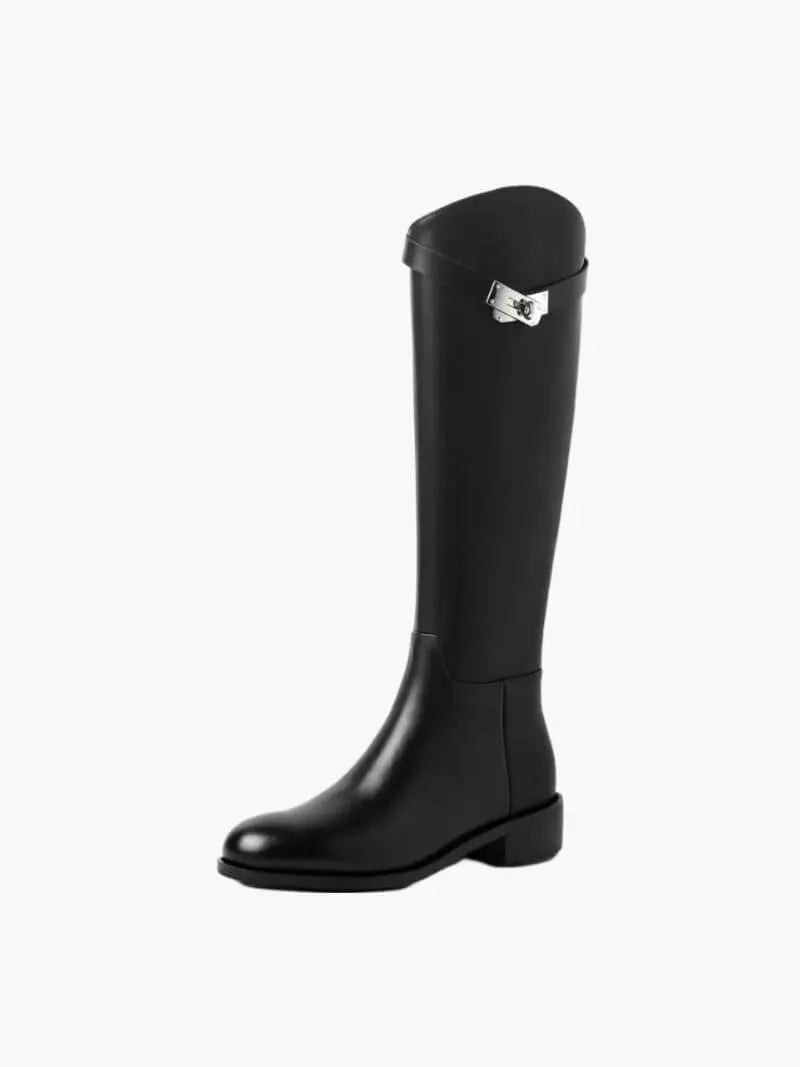 Equestrian-Inspired Riding Boots with Buckle Detail - Elegant and Sophisticated