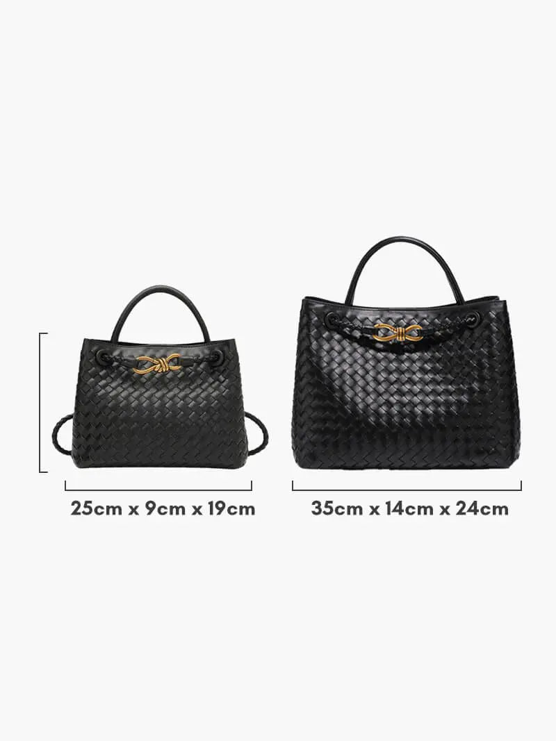 Black Woven Mini Tote Bag with Gold Accent