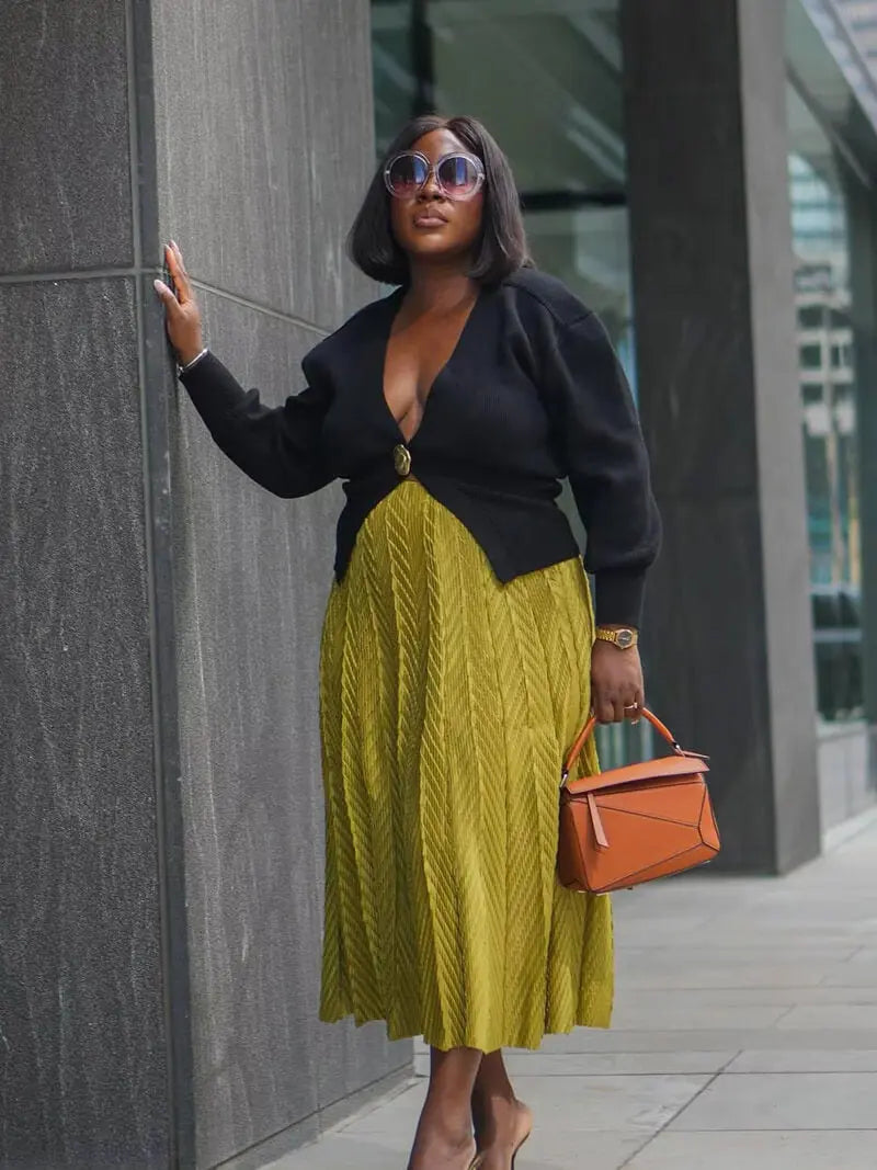 Knitted Cardigan with Statement Button