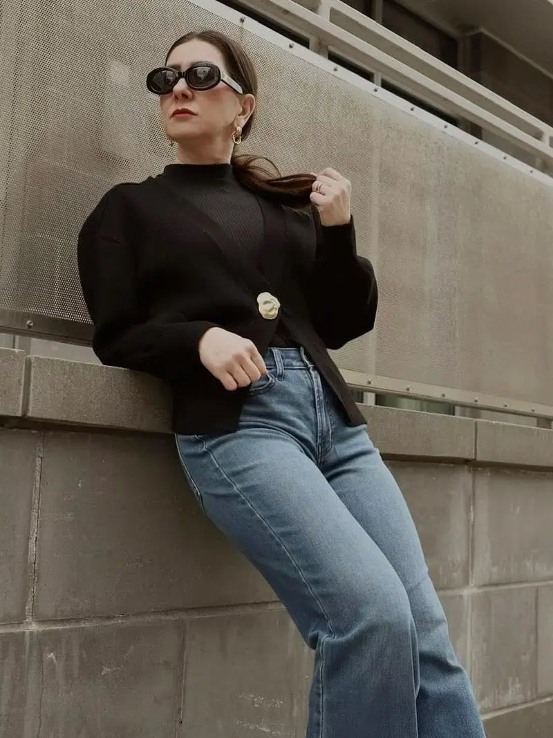 Knitted Cardigan with Statement Button