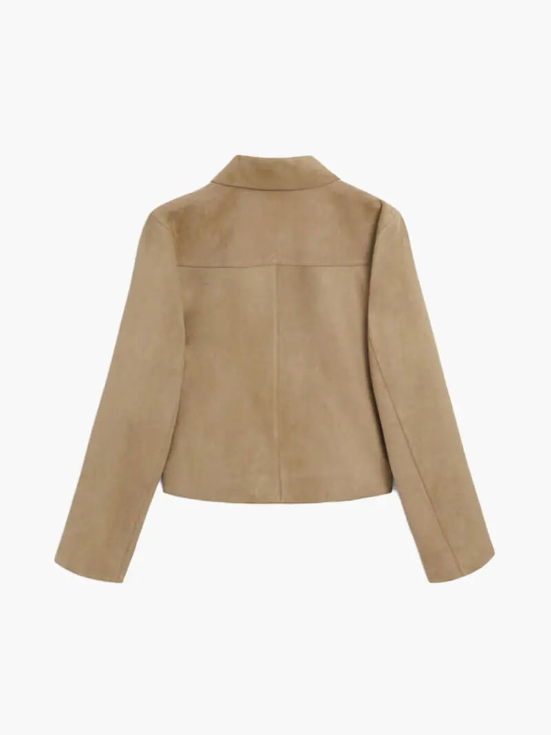 Minimalist Faux Suede Camel Jacket