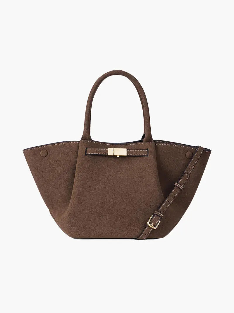 Classic Suede Tote Bag with Detachable Strap – Sophisticated and Functional