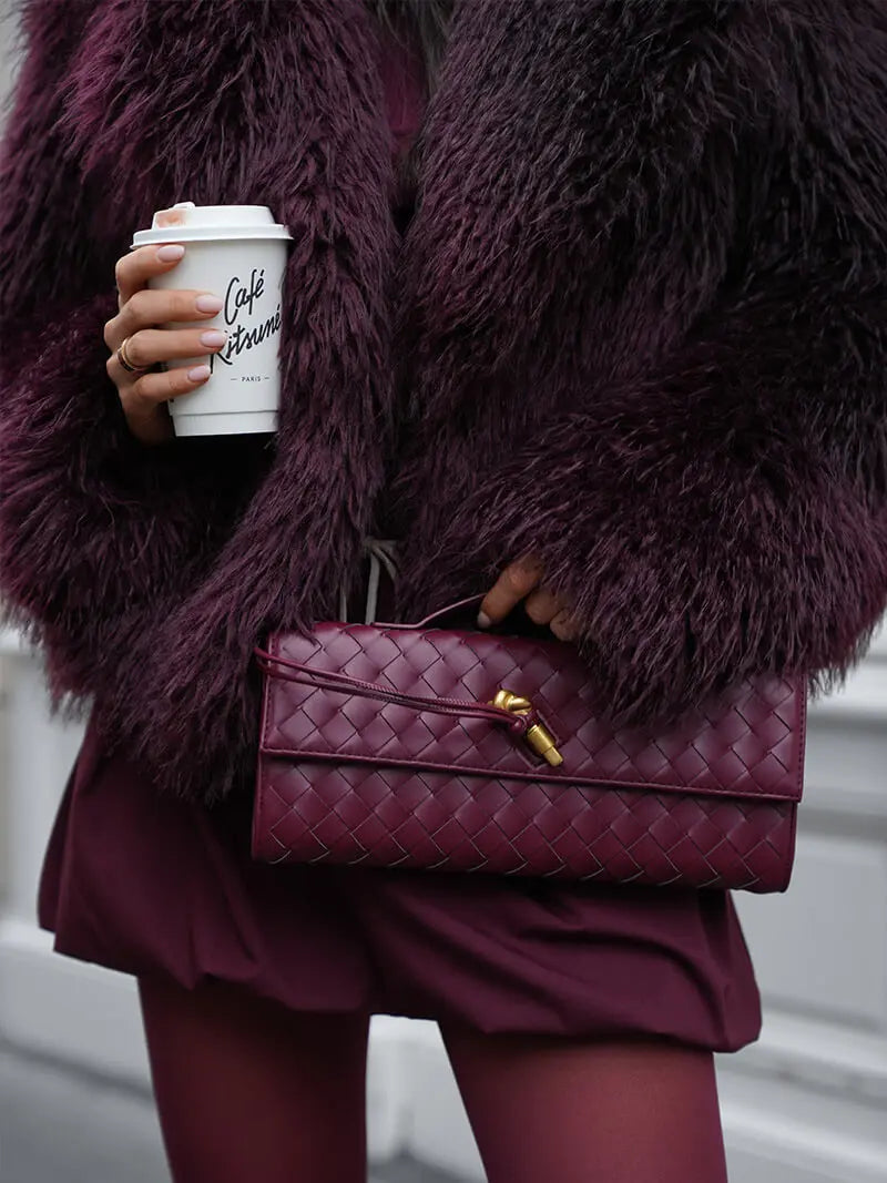 Plush Burgundy Faux Fur Jacket