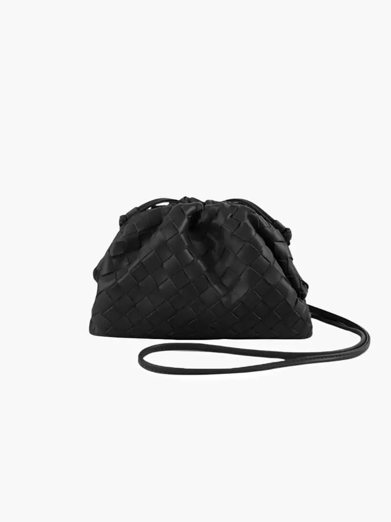 Woven Faux Leather Drawstring Pouch – Stylish and Compact