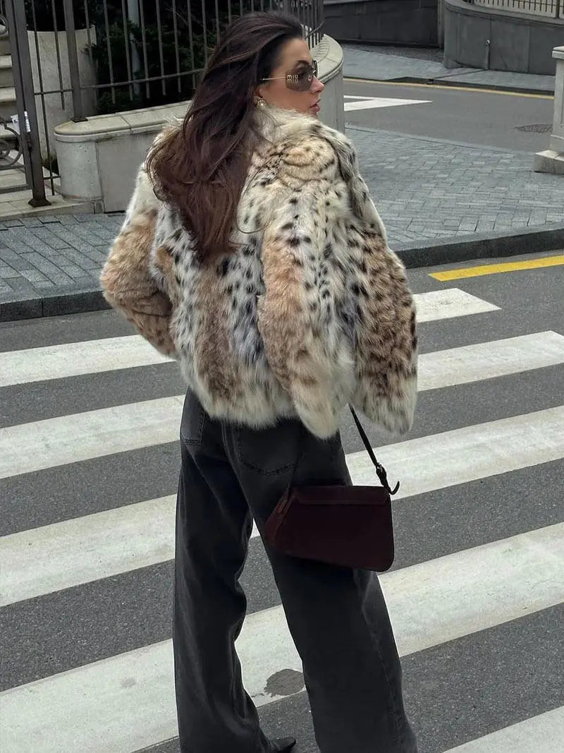 Leopard Print Faux Fur Jacket