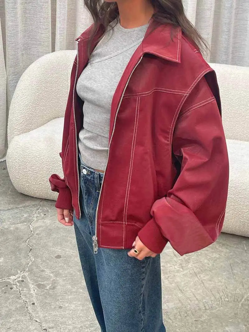 Bold Red Oversized Jacket