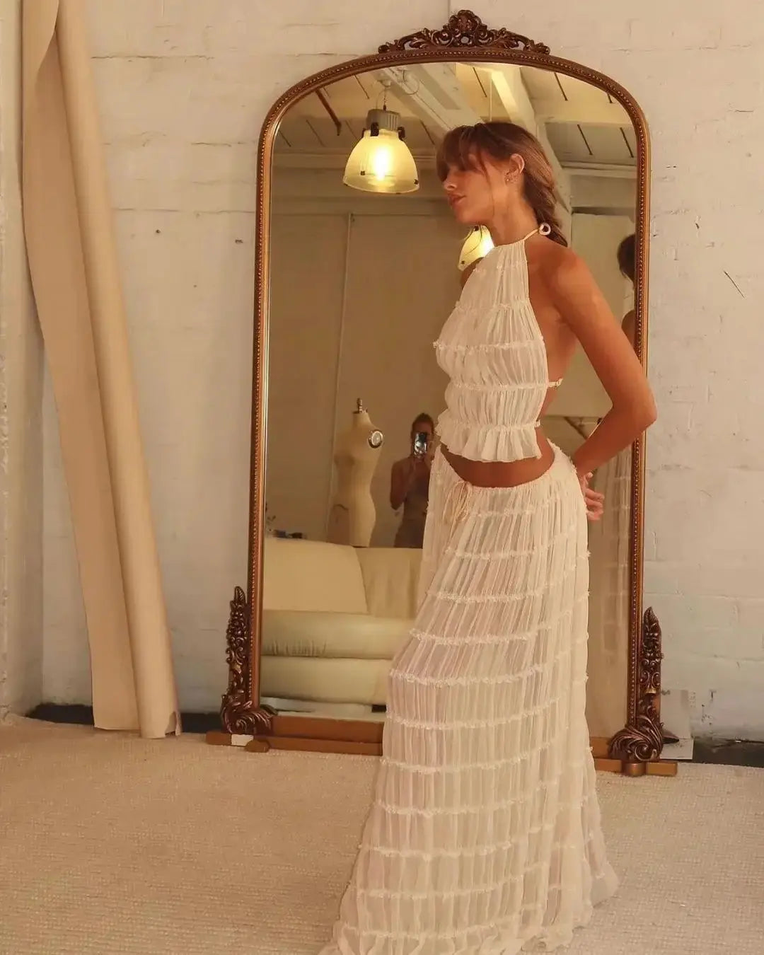 Two-Piece Halter Neck Maxi Dress Set