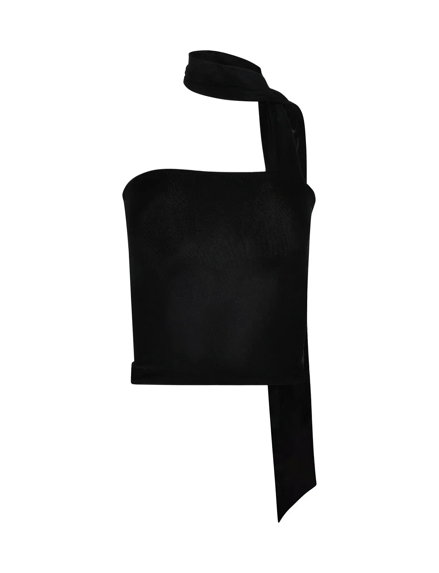 Strapless White Crop Top with Neck Scarf