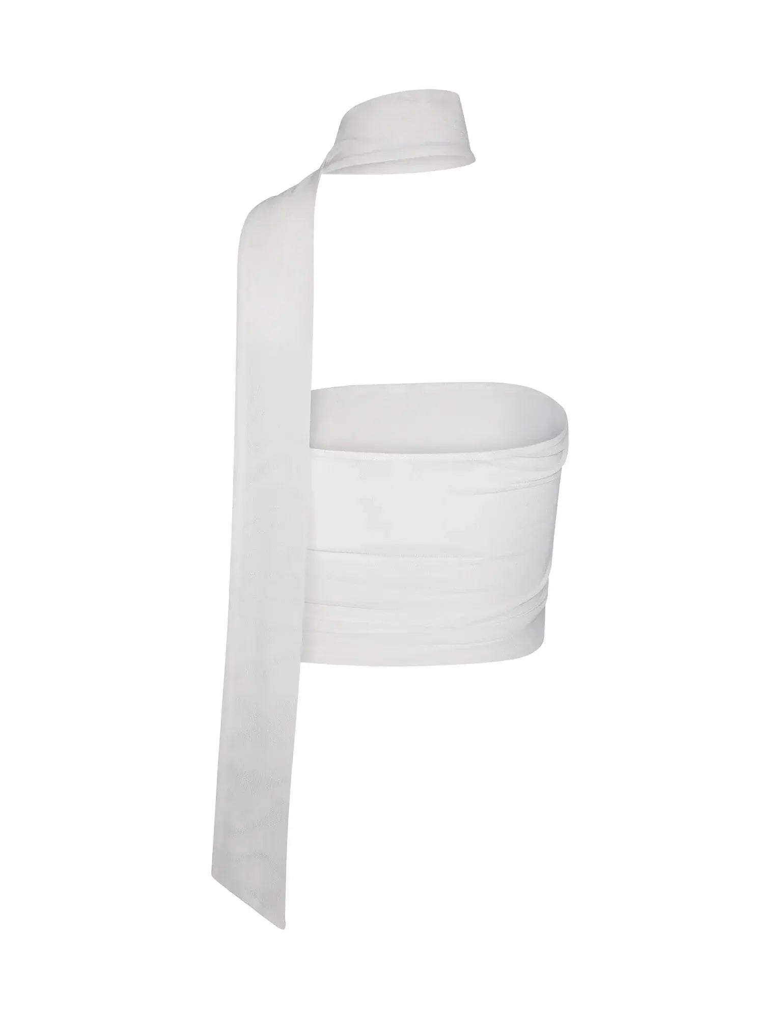 Strapless White Crop Top with Neck Scarf