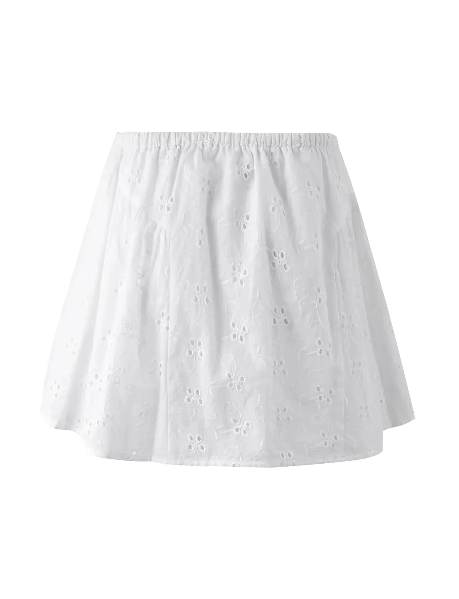 Eyelet Embroidered Two-Piece Set with Puff-Sleeve