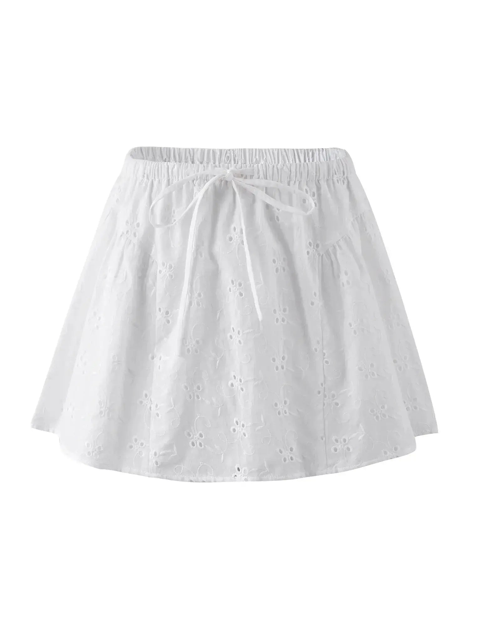 Eyelet Embroidered Two-Piece Set with Puff-Sleeve