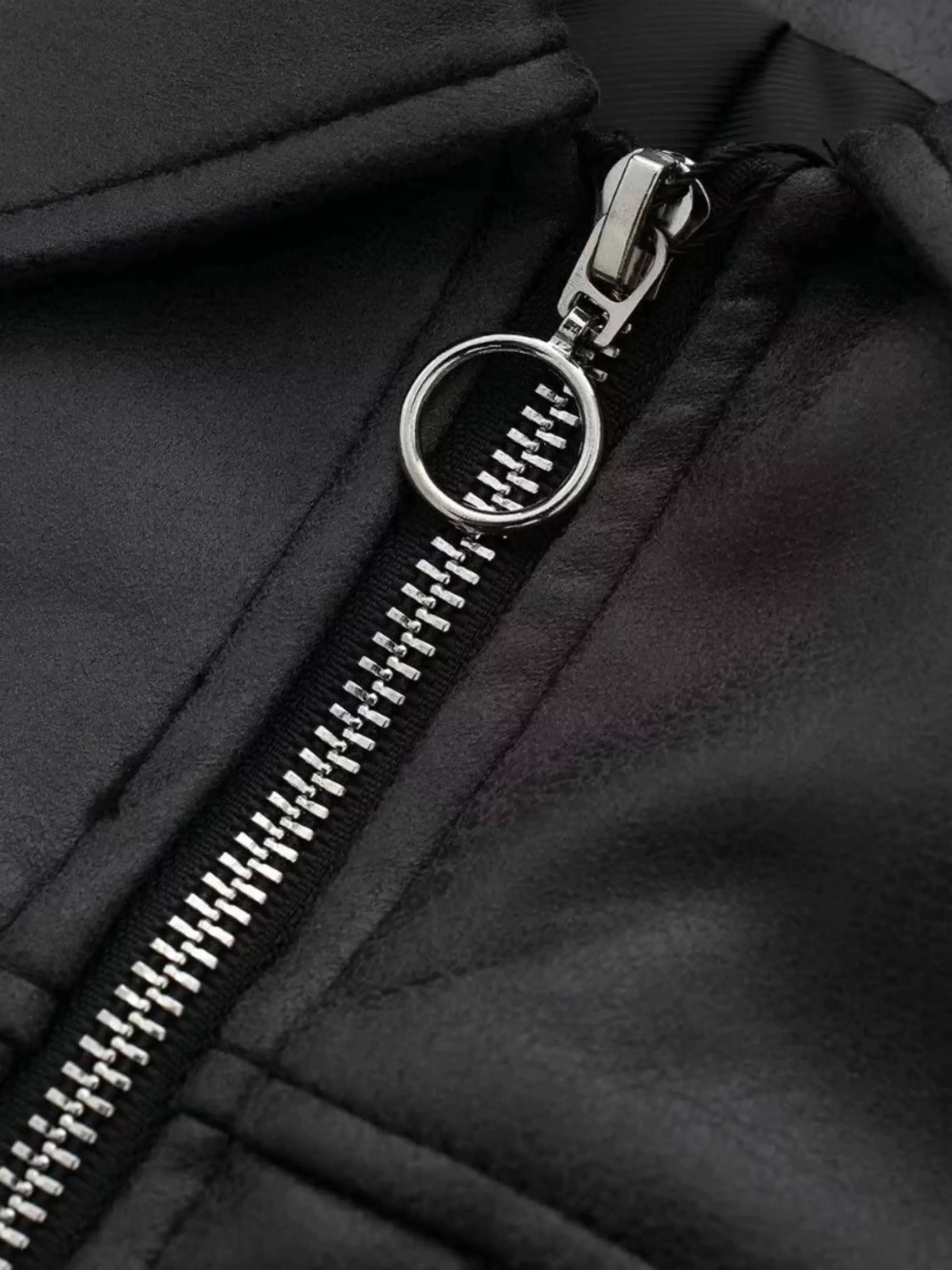 Cropped Faux Leather Jacket with Utility Pockets