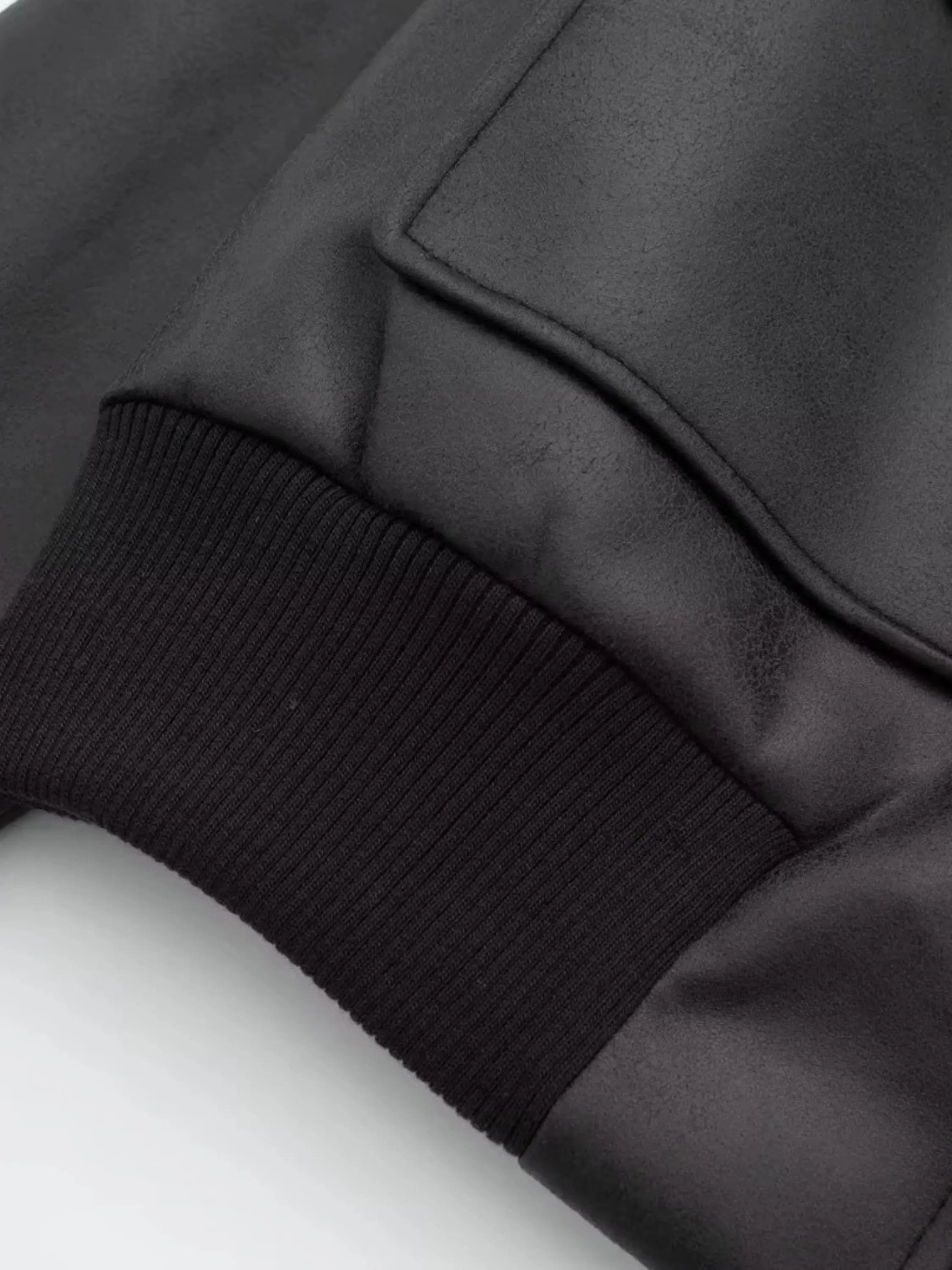 Cropped Faux Leather Jacket with Utility Pockets