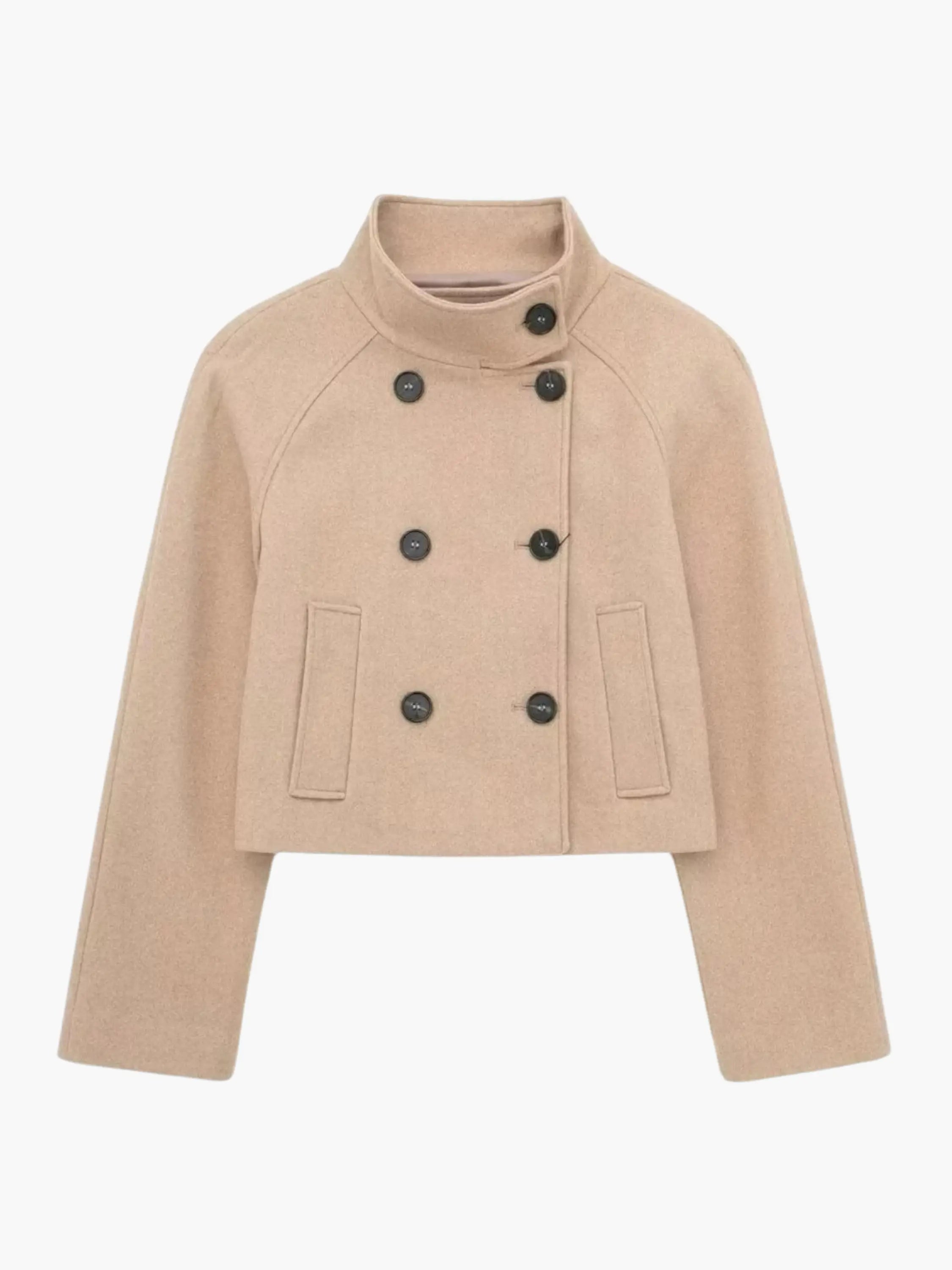 Cropped Double-Breasted Wool Jacket