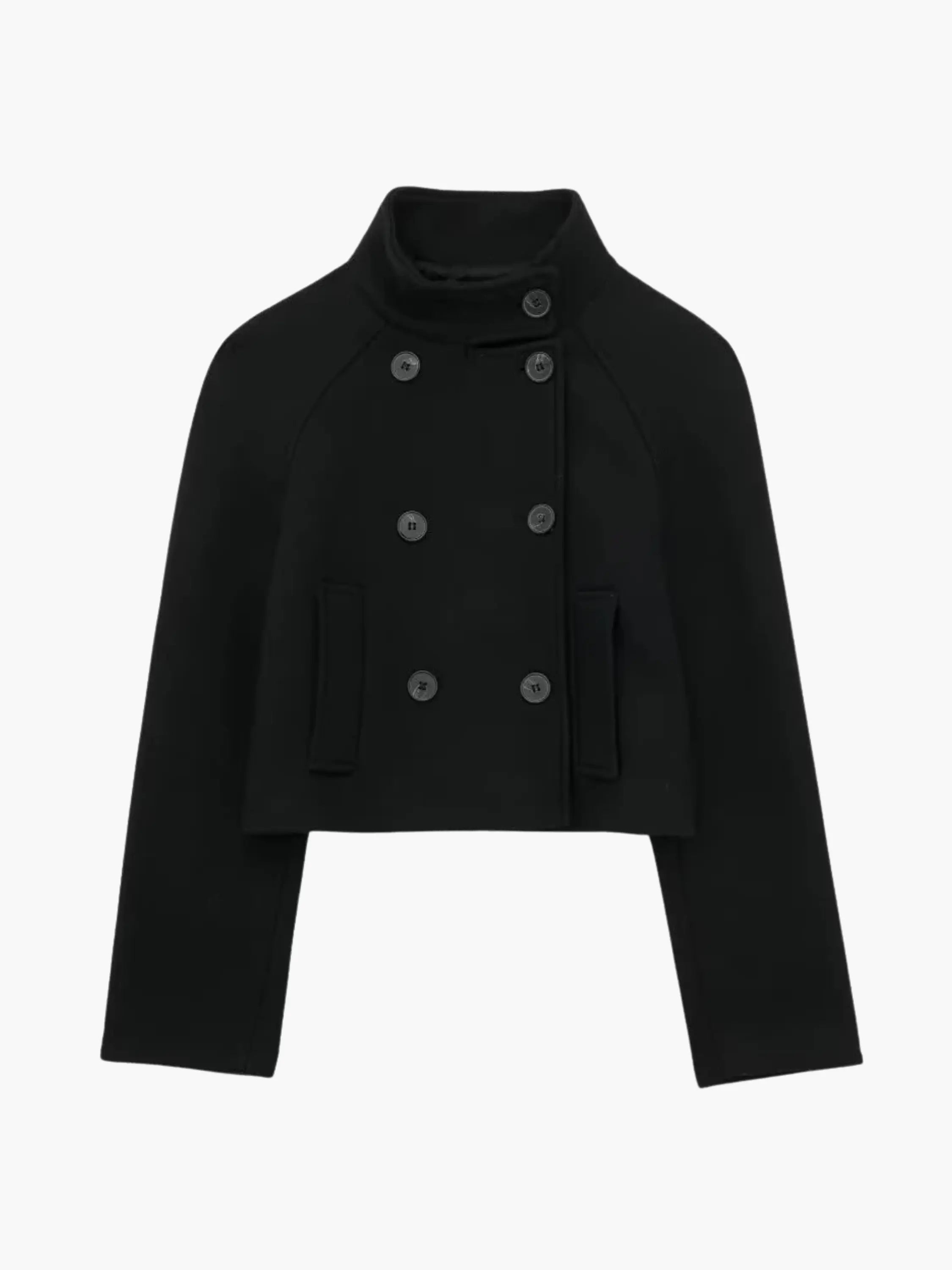 Cropped Double-Breasted Wool Jacket