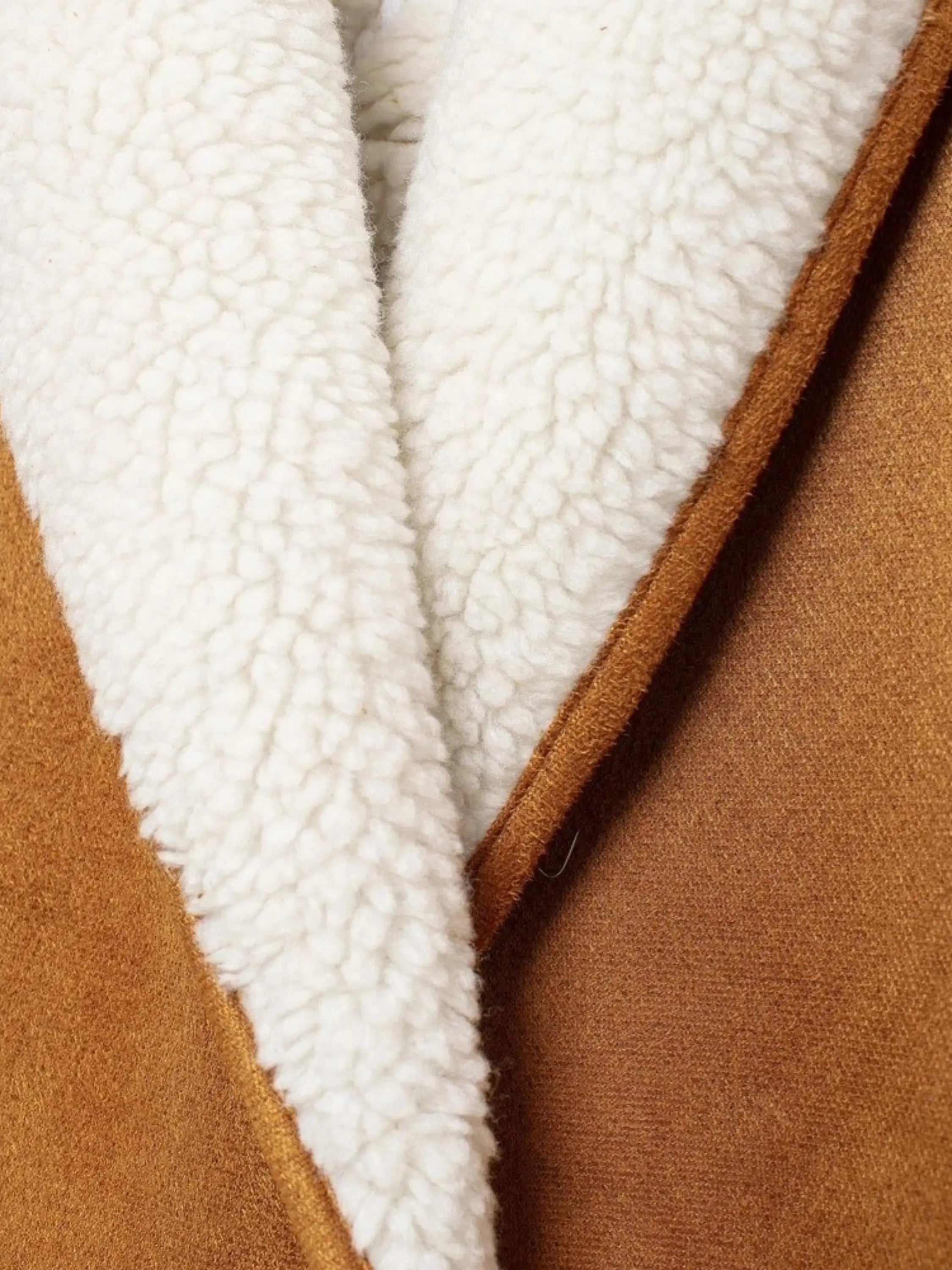 Embroidered Faux Suede Jacket with Shearling Collar