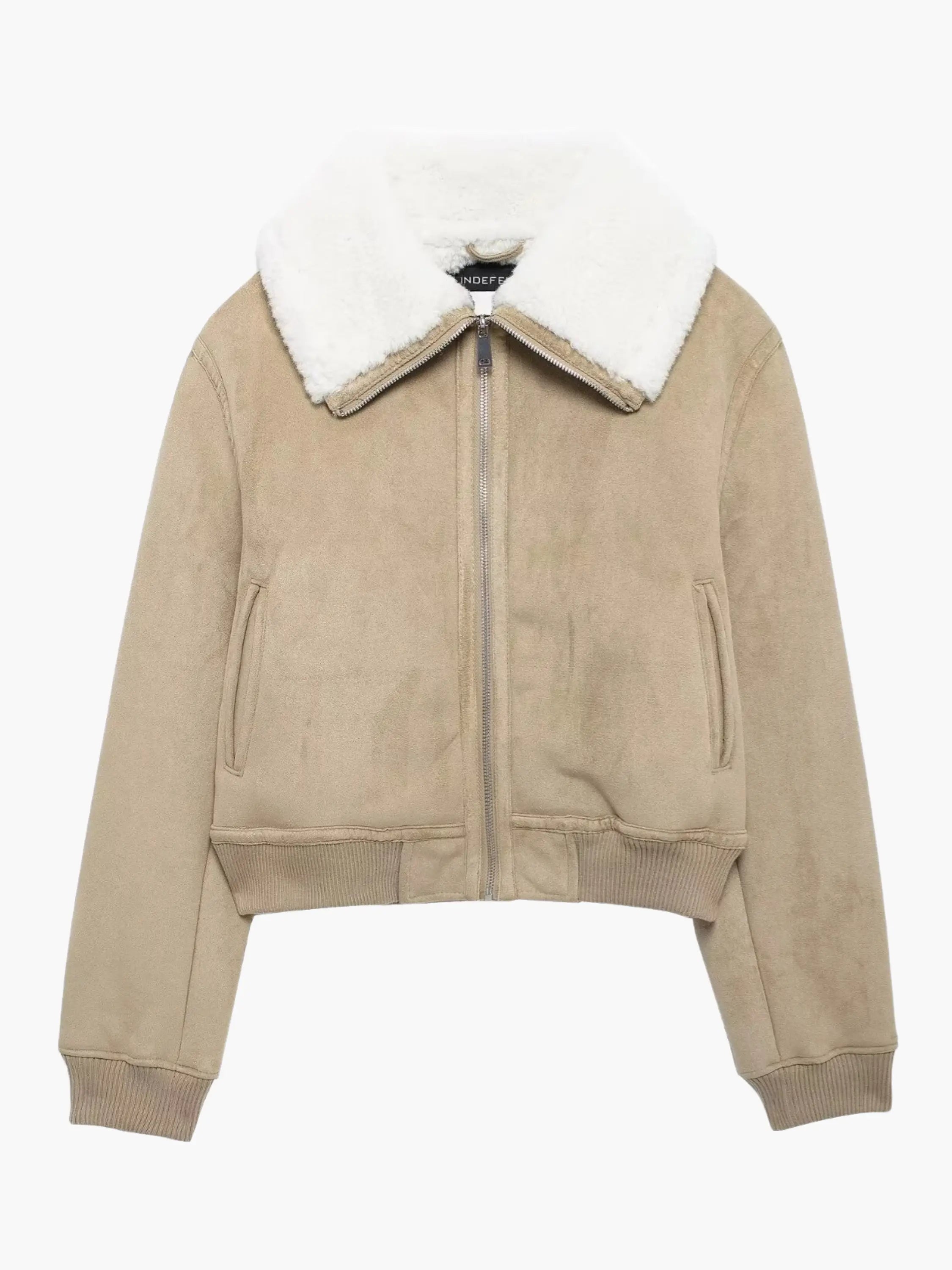 Shearling Collar Suede Jacket