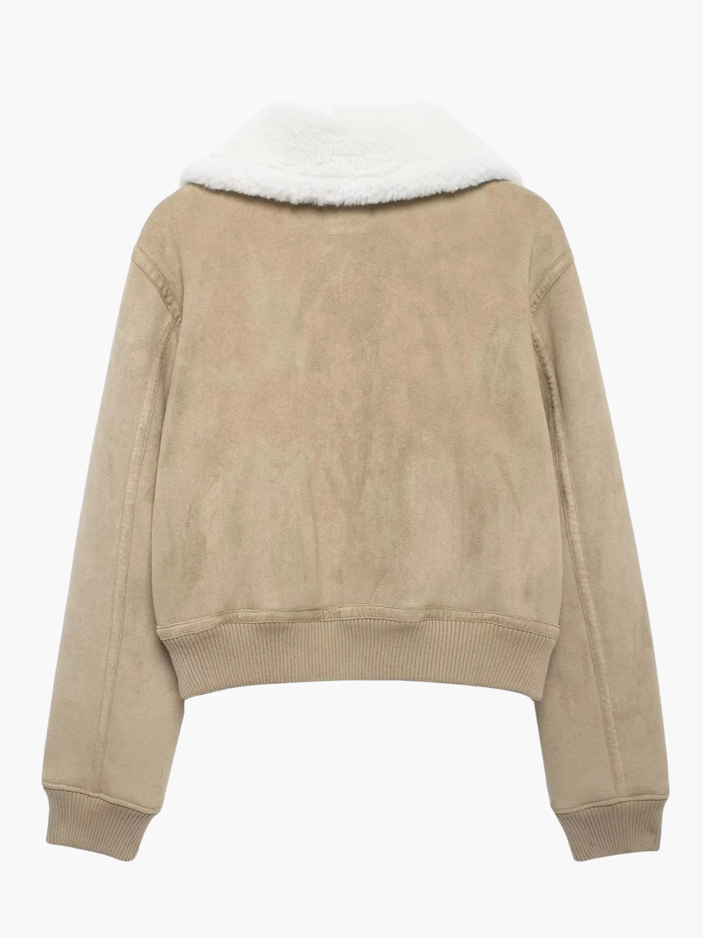 Shearling Collar Suede Jacket