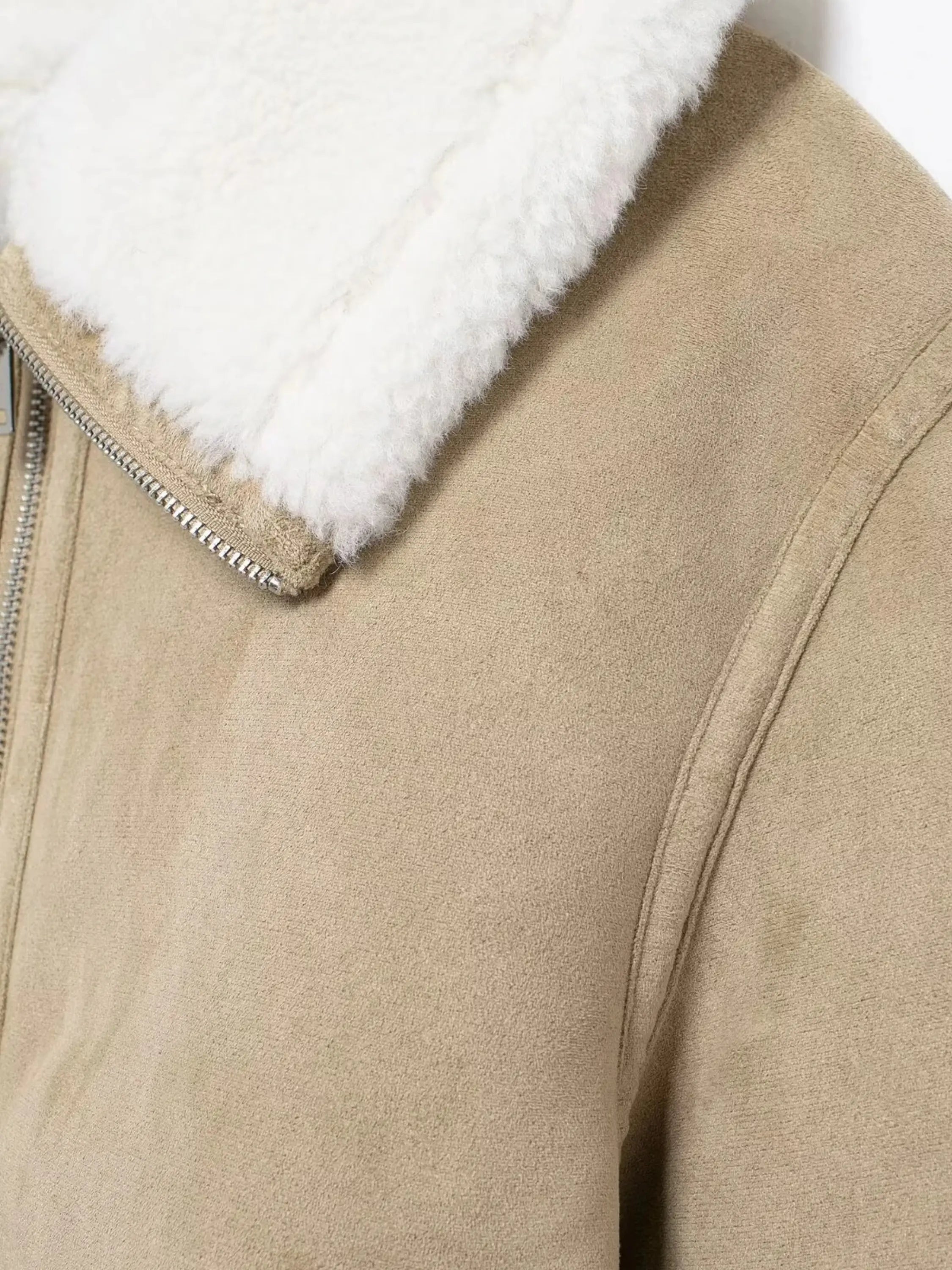 Shearling Collar Suede Jacket