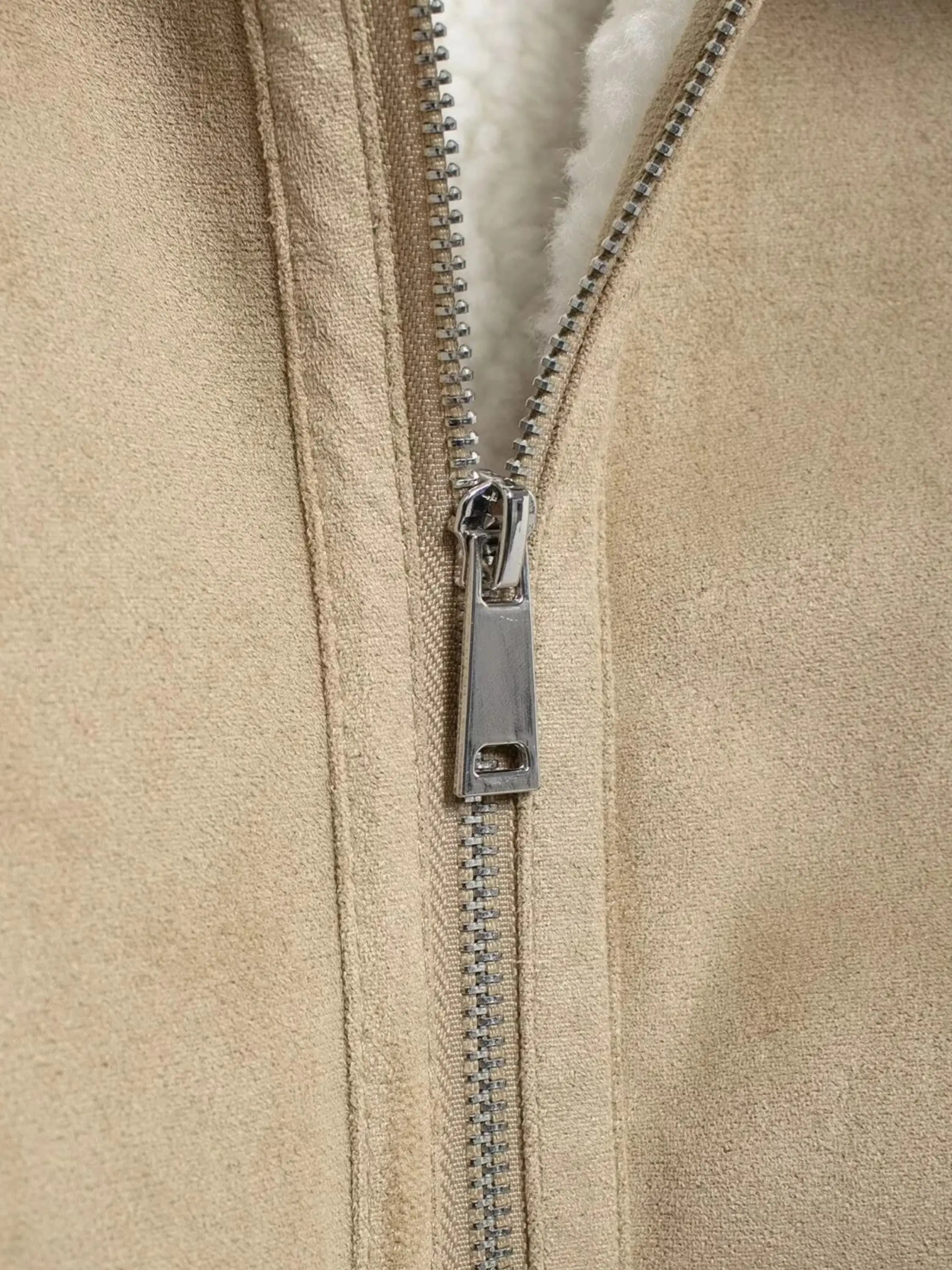 Shearling Collar Suede Jacket