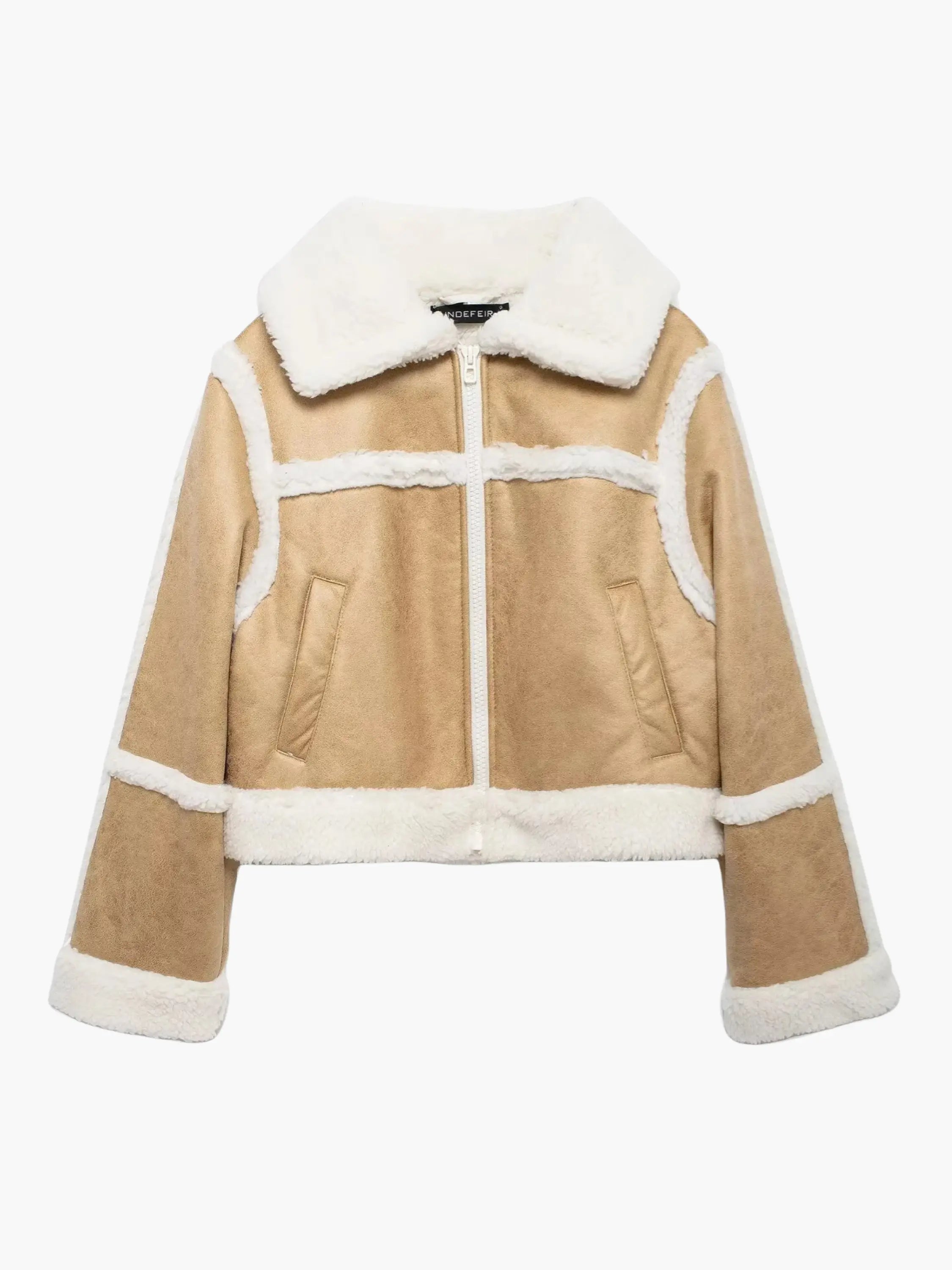 Stylish Faux Shearling Jacket - for Women