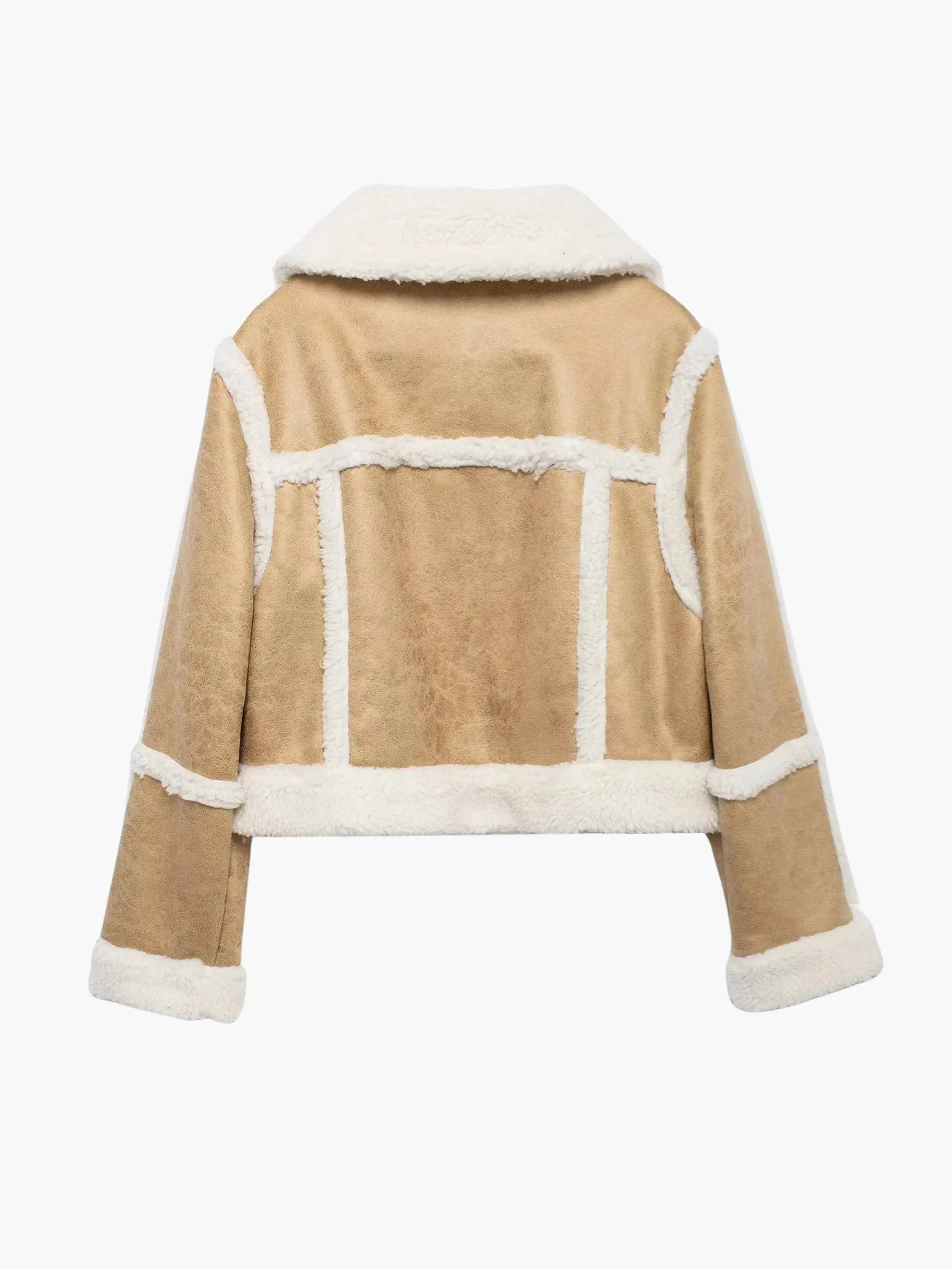 Stylish Faux Shearling Jacket - for Women