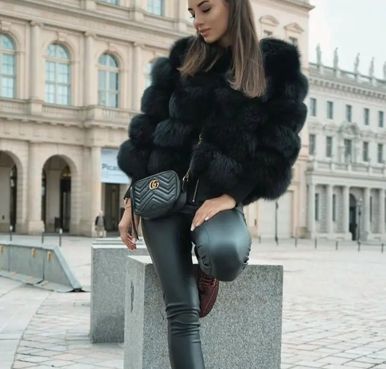 Women’s Faux Fur Jacket – Luxury Winter Coat Thick & Warm