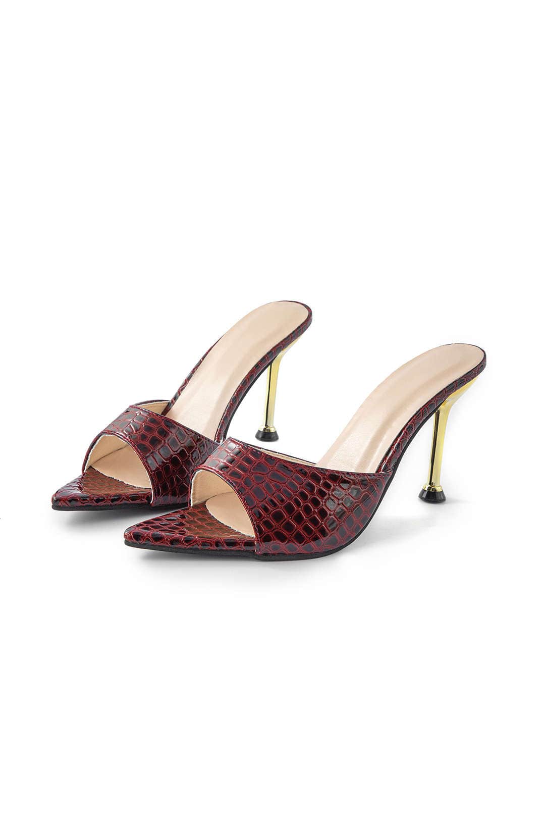 Isabelle Luxe Black Croc Embossed Mule Heels combine elegance