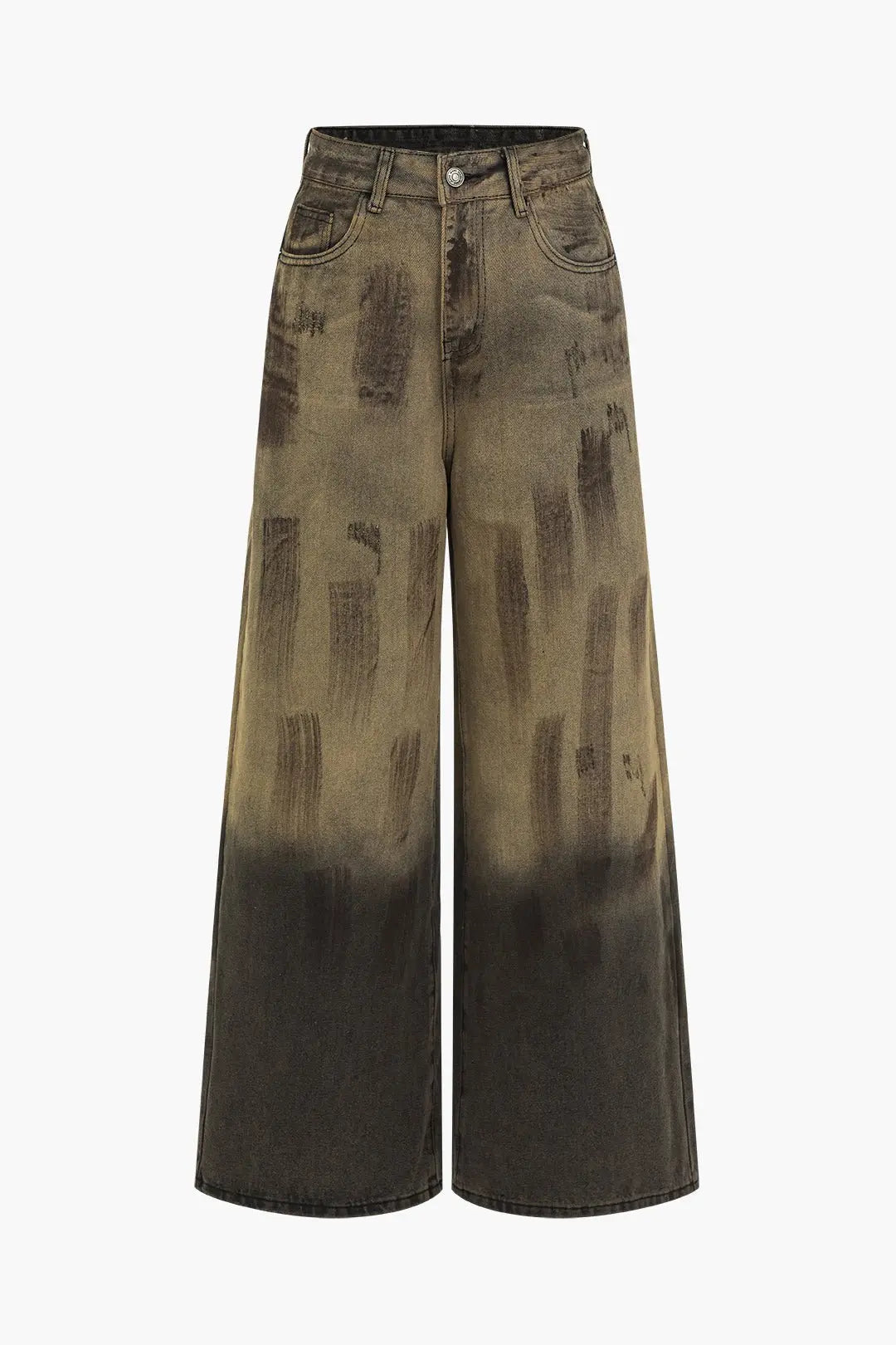 Trendy High Waisted-  Wide Leg Ombre Denim