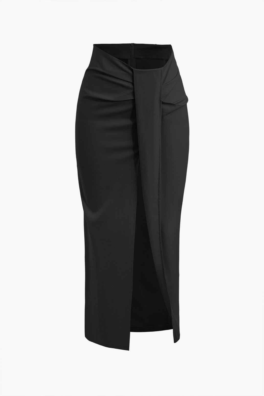 Fridoline | Elegant Midi Skirt with Wrap Design, Draping and High Slit