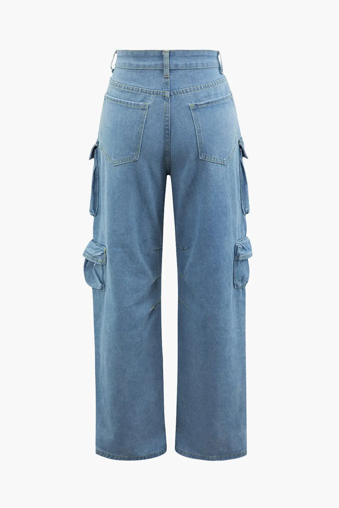 Washed Black Cargo Jeans with Multi-Pocket Design