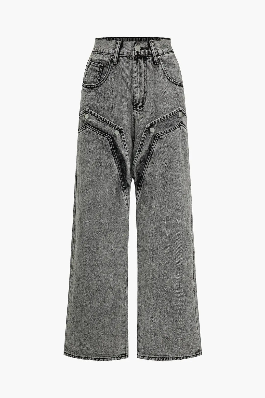 High Waisted- Wide Leg Grey Jeans