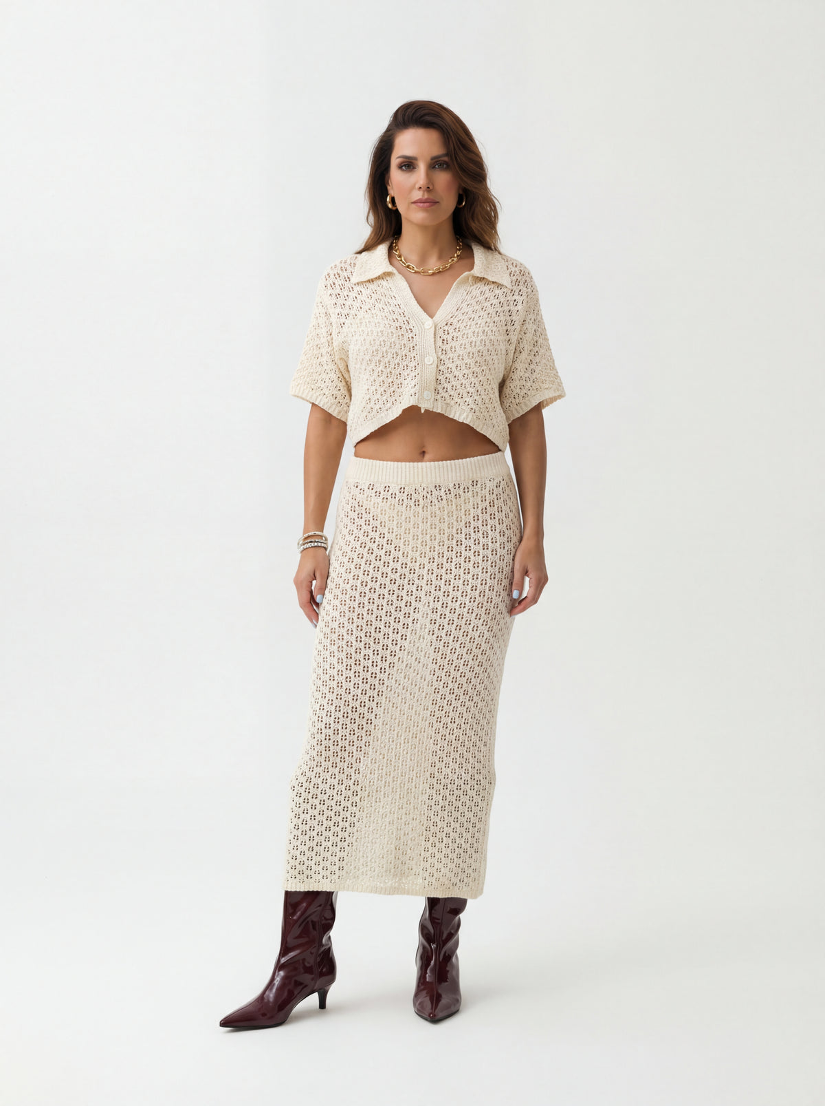 Glossy Knee High + Crochet Co Ord - 09