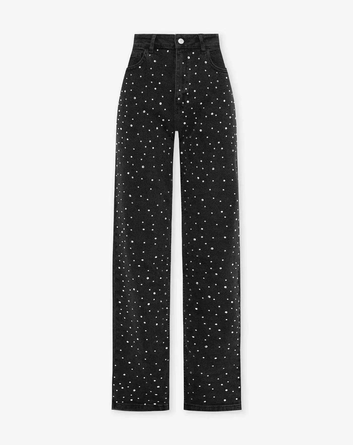 High-Waisted Embellished Denim Jeans - Trendy and Chic