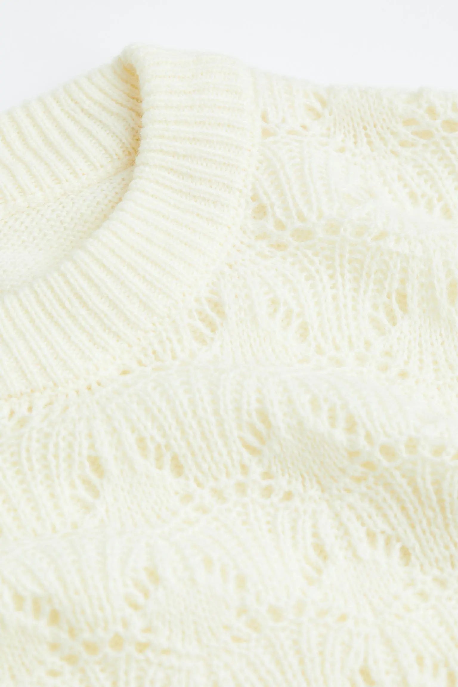 Cropped Pointelle Knit Sweater