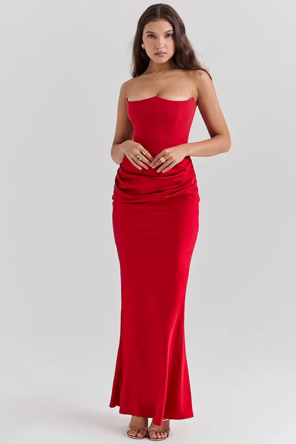 Strapless Bodycon Maxi Dress for Women – Elegant Slim Fit Evening Dress