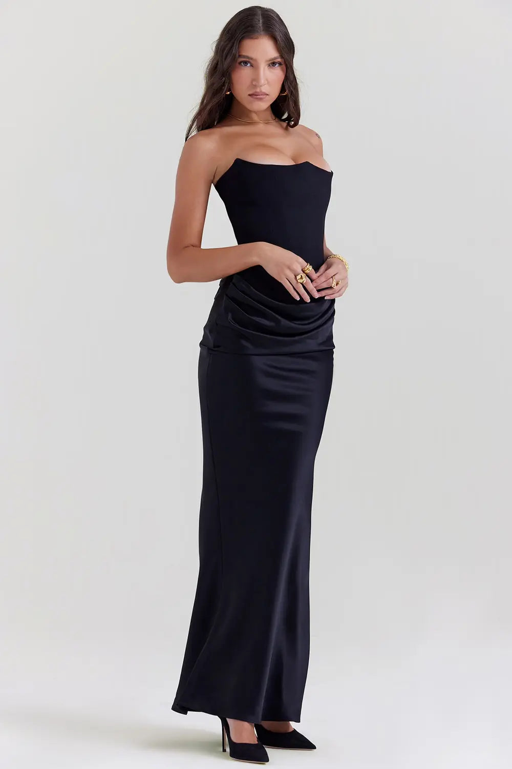 Strapless Bodycon Maxi Dress for Women – Elegant Slim Fit Evening Dress