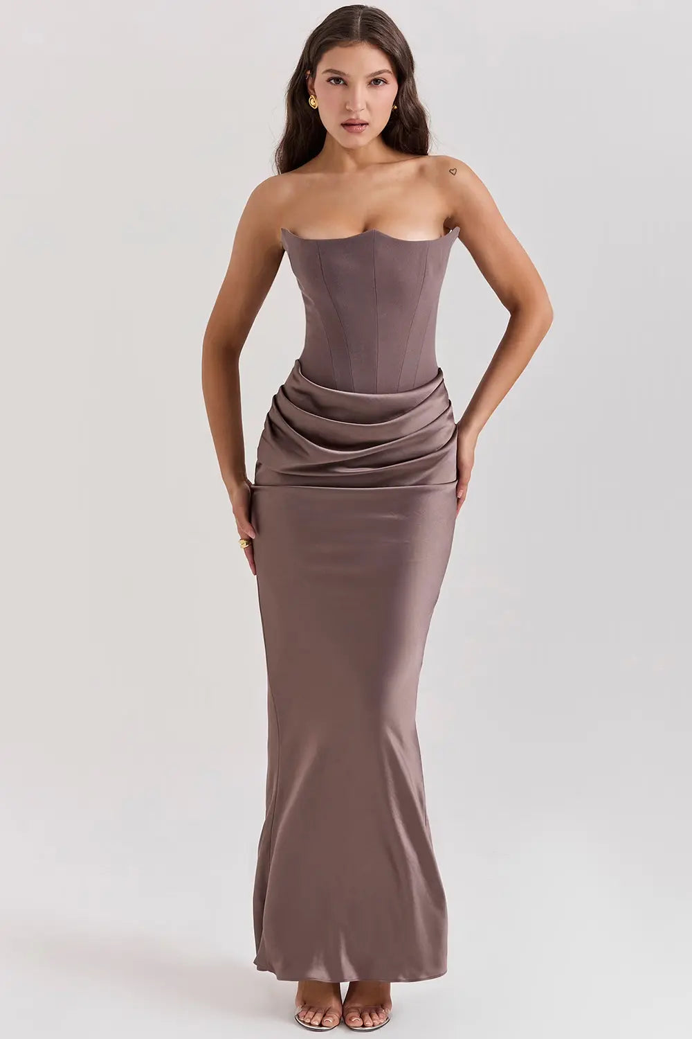 Strapless Bodycon Maxi Dress for Women – Elegant Slim Fit Evening Dress