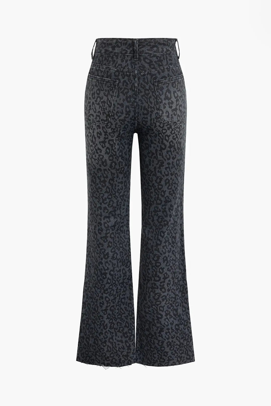 Casual High Waisted -Leopard Print Flared Jeans