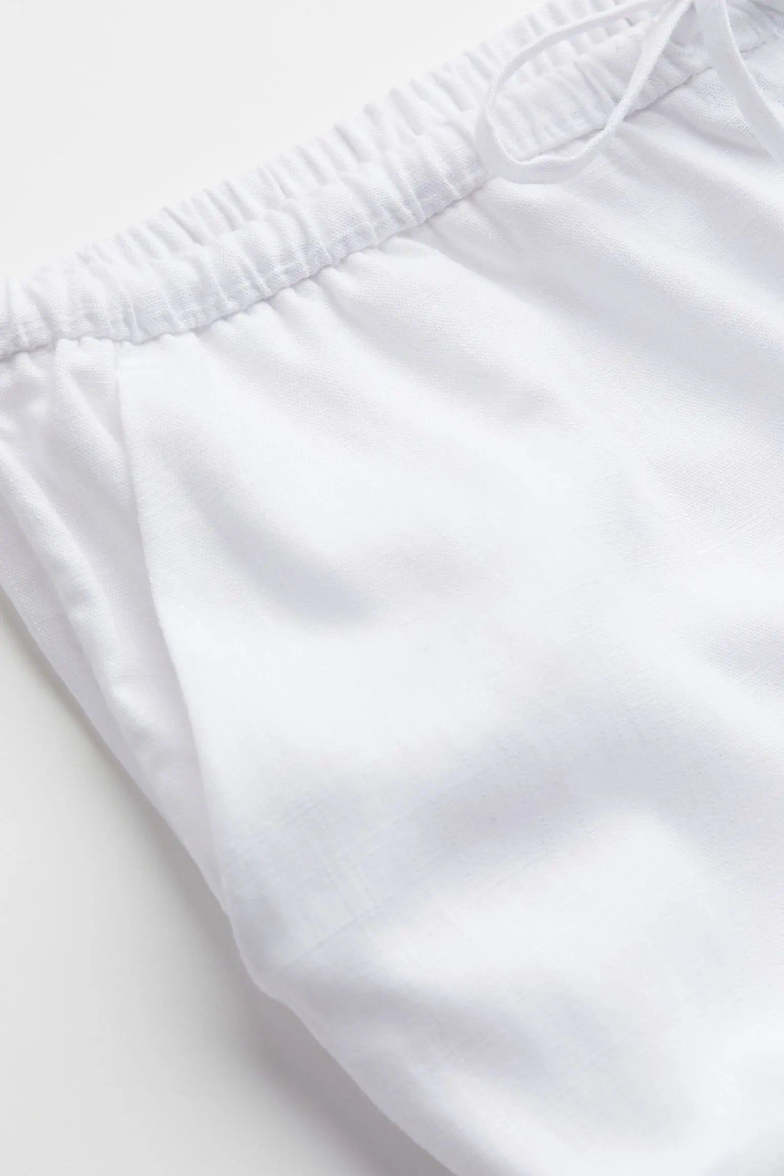 Relaxed Fit White Linen Drawstring Pants