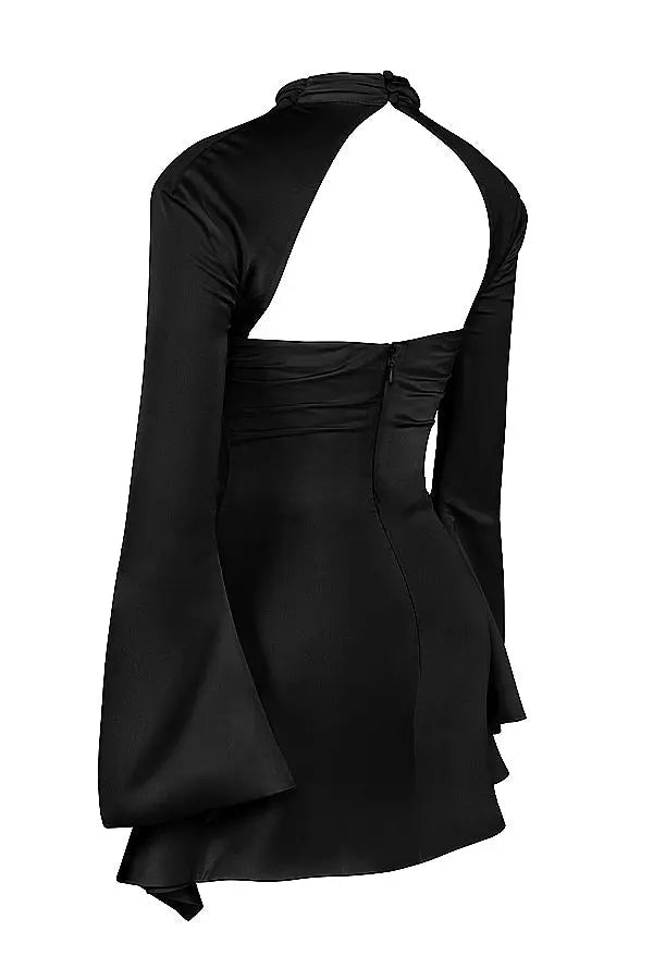 Black Cut-Out Bell Sleeve Mini Dress