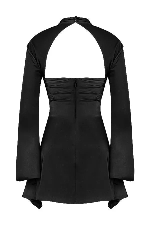 Black Cut-Out Bell Sleeve Mini Dress