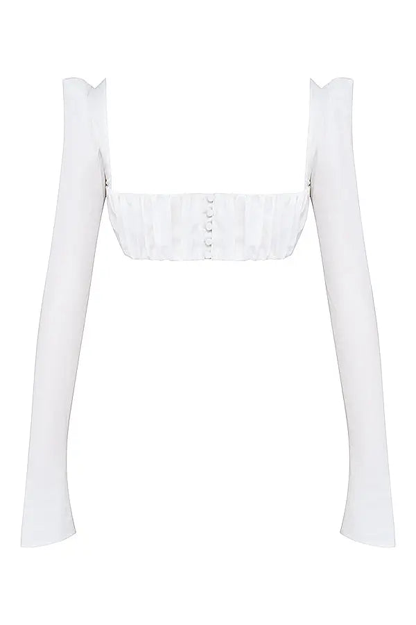 Chic Two-Piece Set with Ruched Crop Top and Flowy A-Line Skirt