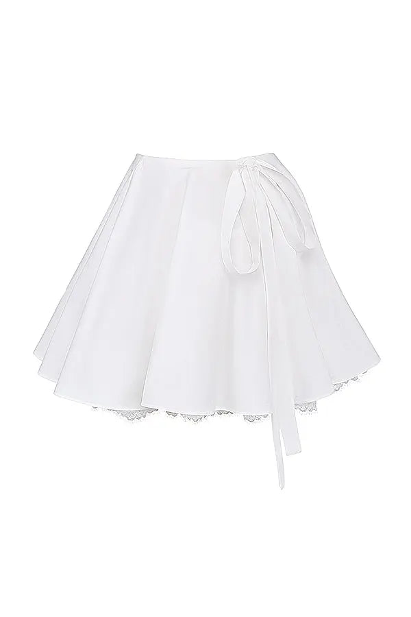 Chic Two-Piece Set with Ruched Crop Top and Flowy A-Line Skirt