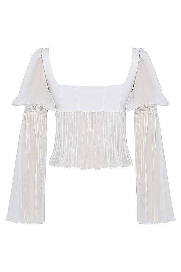 Romantic Square-Neck Sheer Blouse