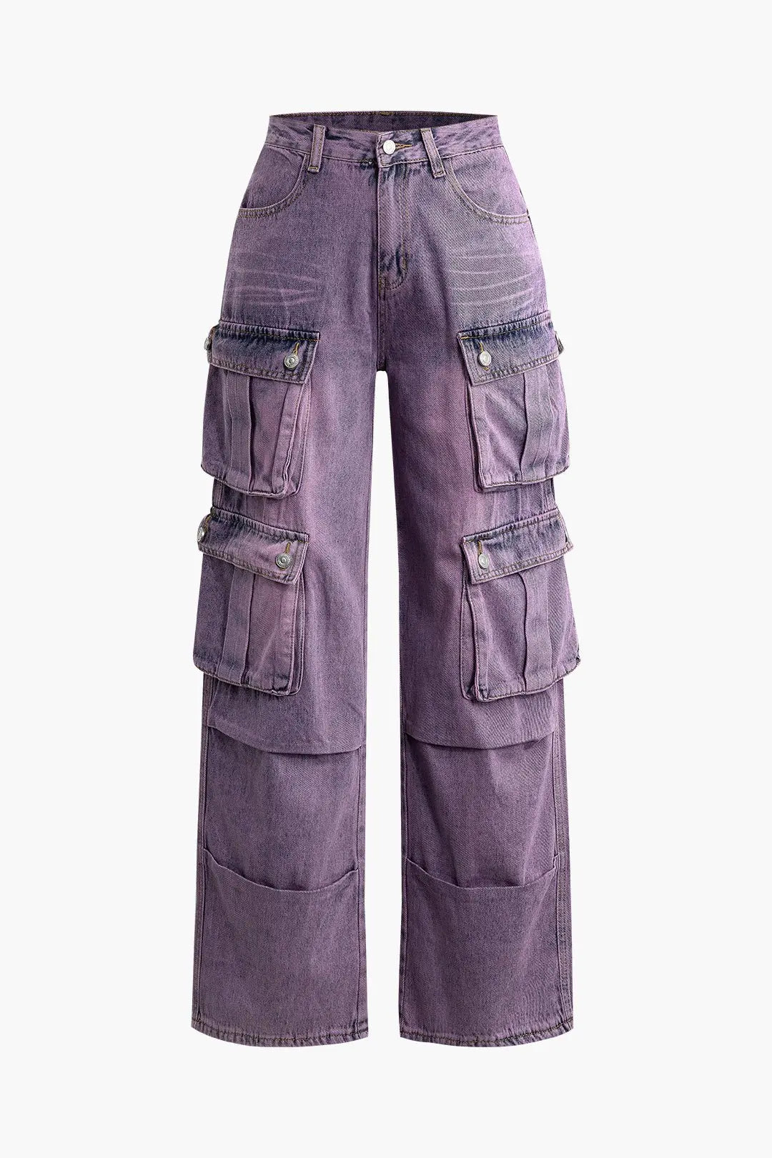 Trendy Purple Cargo Denim– With Utility Pockets