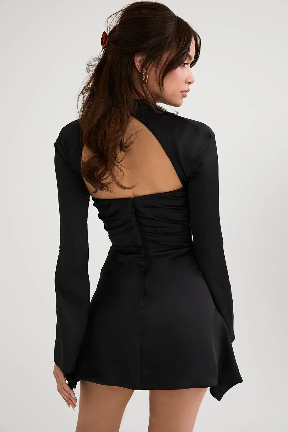 Black Cut-Out Bell Sleeve Mini Dress